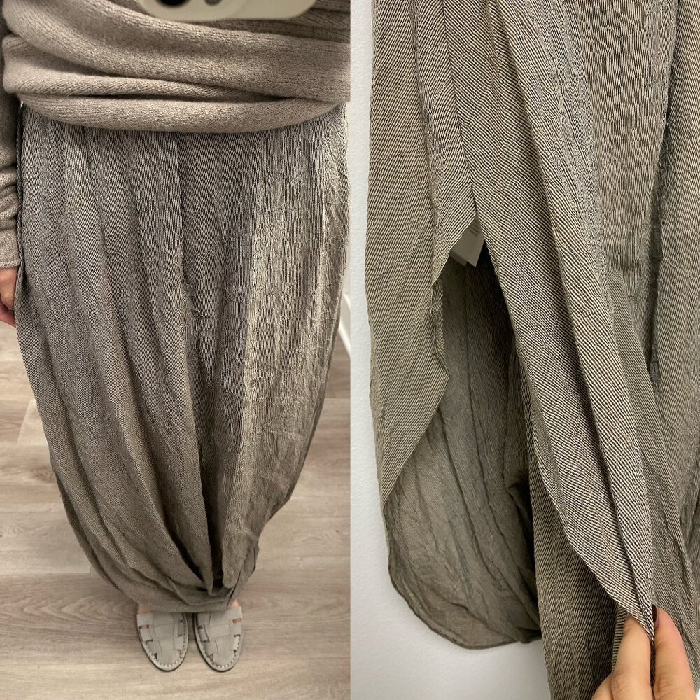 NWT Lauren Manoogian Gauze Twist Skirt Lines Size 1 Elastic Waistband Lined